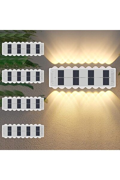 KASTWAVE 4 قطع من أضواء الجدار الشمسية الخارجية، إصدار محسن بـ 18 مصباح LED أ...