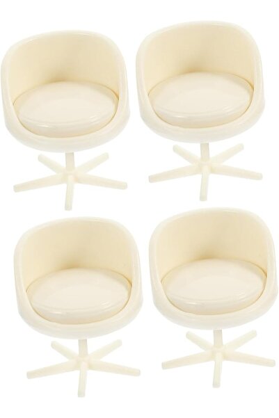 KASTWAVE 4pcs 1:25 Scale Miniature Swivel Egg Chair Set – Realistic Tiny Doll...