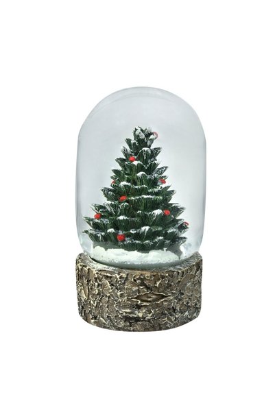 OEM Glob de Zăpadă Crăciun 11cm cu Brad pe Suport Tip Buturugă, Decor Festiv