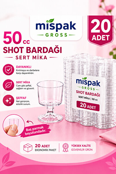 mispak 50 cc Ayaklı Mika Sert Shot Bardağı Kahve Yanı Lohusa Şerbeti ve İkram...