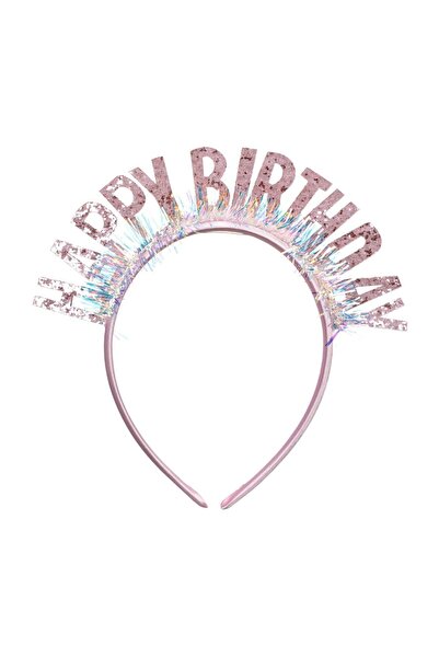 OEM Coroniță Par Roz cu Beteala Holografica Glitter "Happy Birthday" – Look F...