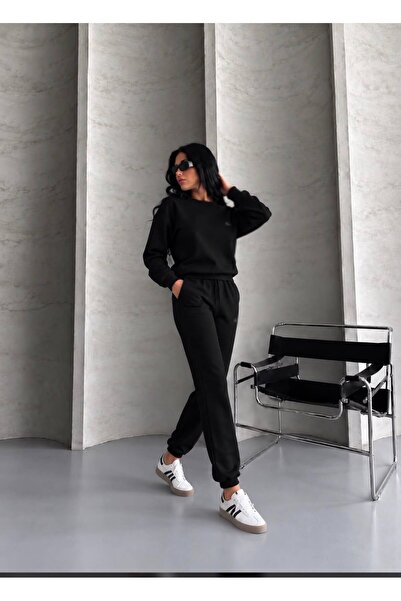 mylunessa Set de trening negru Lcs Lastik Paça cu mânecă lungă