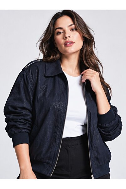 Kadın Büyük Beden %95 Pamuk Oversize Boyfriend Kesim Simli Krinkıl Kumaş Parıltılı Mevsimlik Mont