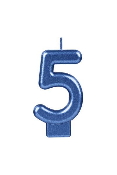 OEM Lumânare Zi de Naștere Bleu Metalizat Nr.5 – Decor Elegant pentru Tort An...