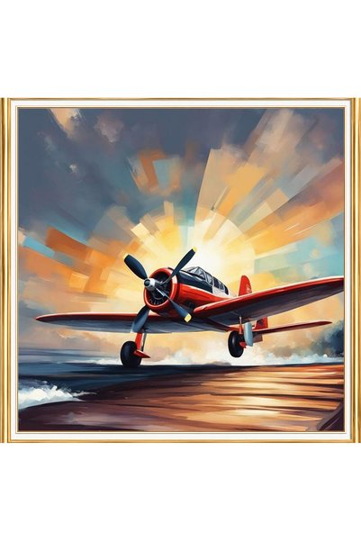 LİVA CRAFT Art & Craft Diamond Painting Puzzle Kit, Red Airplane in Sunset 30...