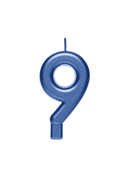 OEM Lumânare Zi de Naștere Bleu Metalizat Nr.9 – Decor Elegant pentru Tort An...