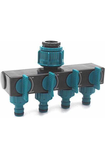 Tazweeq 4 Way Water Hose Splitter, 1 Inlet to 4 Outlets, Individual Valve Con...