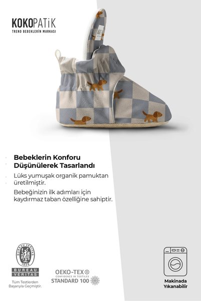 Kokopatik Damalı Köpek Desenli Bebek Panduf