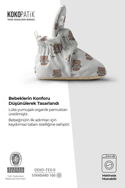 Kokopatik Bebek Ayıcık Desenli Bebek Panduf