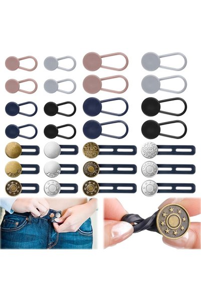 TERRIFI 28 Pcs Button Extenders for Jeans, Waist Extender for Jeans, Pants Bu...