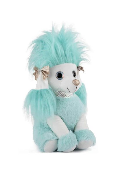 Amek Toys Cățel pudel de pluș cu zgardă strălucitoare, 25 cm - Roz