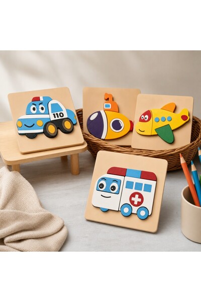Jiggy Toys Baby 4-Piece Puzzle Set with Vehicles Theme 3D Puzzle Set