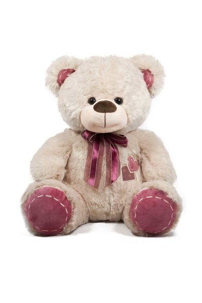 Amek Toys Ursuleț de pluș cu inimă brodată și fundiță, 40 cm - Roz
