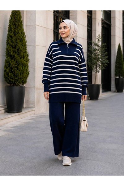 şıklık durağı Winter Sweater and Pants Hijab Tricot Set 1611
