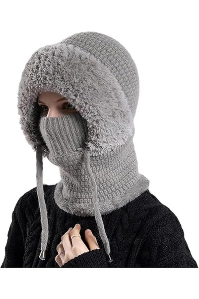 Generic 3 in 1 Beanie Hat for Women, Fall Winter Warm Knitted Windproof Balac...