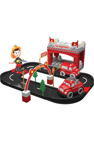uçar toys Set de construcție stație de pompieri cu 2 mașini, 52 de piese