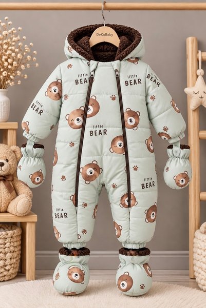 DeKuBaby Yeni Sezon Little Bear Ayı Kafalar Desenli Takıp Çıkarılabilir Patik...