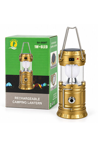 More Lanternă de camping tip lanternă 19x9 cm cu încărcare solară/priză și fu...
