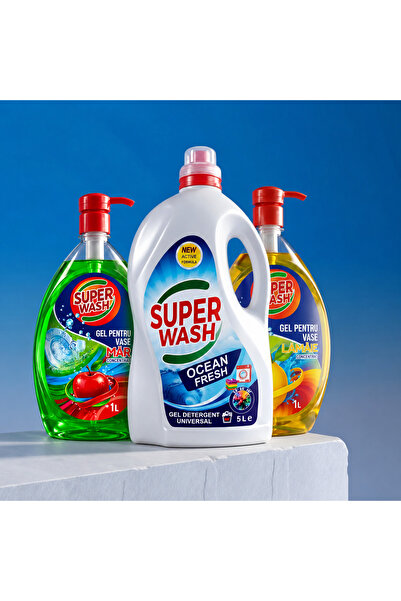 Albex Pachet Duo Super Wash – Detergent 5L + 2x Detergenți pentru spălat vase