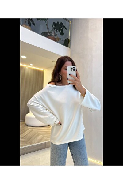 khar Women's Off Shoulder Boat Neck Oversize Long Sleeve T-Shirt