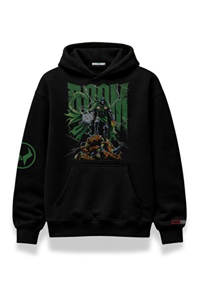 Fuddy Moda Unisex dukserica sa kapuljačom i printom rukava Doktora Dum, preve...