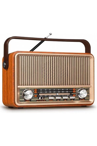 ANGJU راديو محمول AM/FM، راديو محمول بتصميم كلاسيكي مع مكبر صوت بلوتوث، مكبر ...