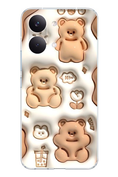 TechTree POCO X8 PRO MAX Uyumlu Sütlü Kahve Sevimli Ayıcıklar Baskılı Silikon...