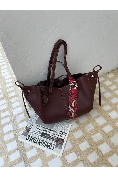 Tecer Bag حقيبة يد وكتف نسائية بتصميم خاص مع تفاصيل محفظة وشال