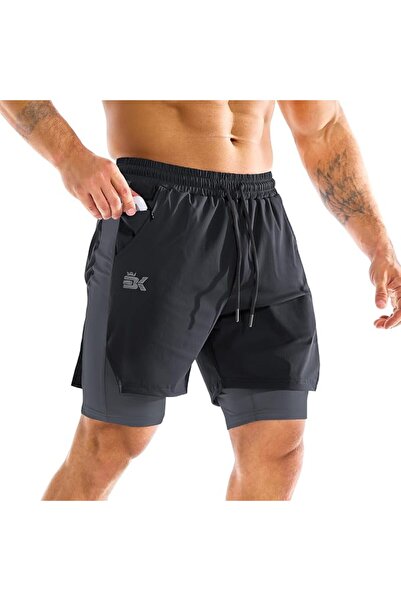 GENERAL BROKIG Mens 2 in 1 Liner Gym Shorts, Running Shorts 5 Inches Quick Dr...