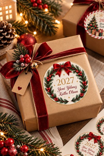 LABELOVE 2027 Yılbaşı Sticker Seti – 4 cm Yuvarlak Yeni Yıl Etiketi – 24 Adet