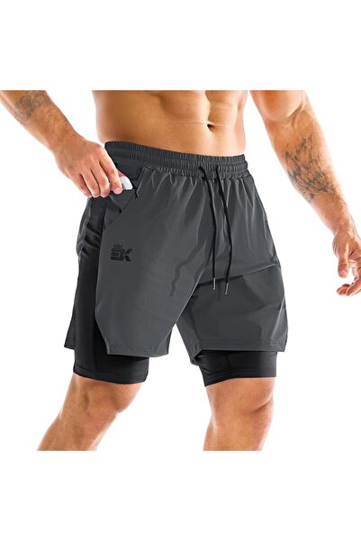 GENERAL BROKIG Mens 2 in 1 Liner Gym Shorts, Running Shorts 5 Inches Quick Dr...