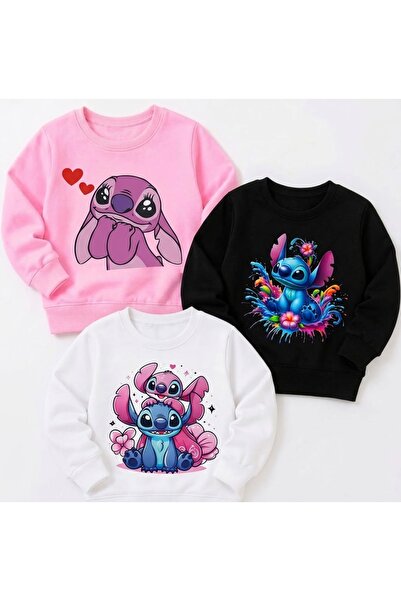Kids Winter Girls'/Boys' Stitch & Angel Printed Crew Neck 3-Piece Sweatshirt