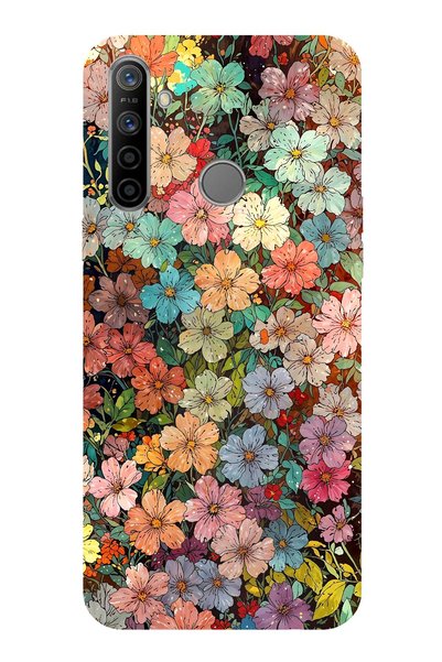 TechTree Realme 5i - 6i - C3 Uyumlu Vintage Botanik Çiçek Bahçesi Baskılı Sil...