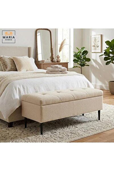 MARIA HOMES Modern Upholstered Storage Ottoman Bench with Tufted Seat, Entryw...