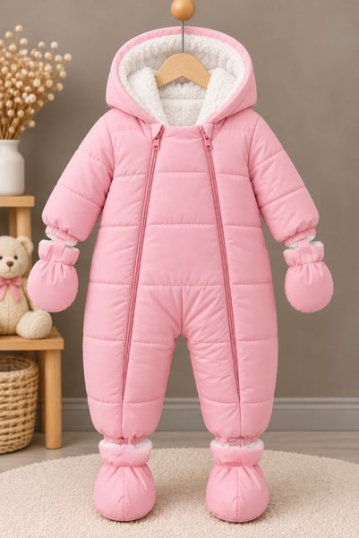 DeKuBaby YENİ SEZON İçi Peluş Kapüşonlu Patikli Eldivenli Kışlık Çocuk-Bebek ...