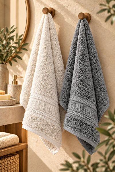 Federico Fabrizio Pearly 2 Pieces Bamboo Knitted Patterned 50X85 cm Hand and ...