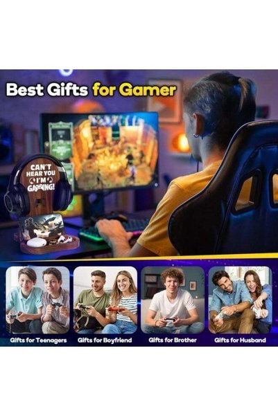 Generic TAYYIB NOOR Wooden Headset Stand with Controller & Phone Holder | Desk Organizer for Gaming