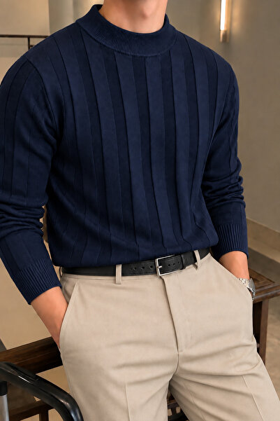 Delpino Men's Regular Fit Half-Throat Mercerized Sweater Sweatshirt