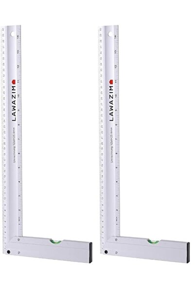 Lawazim Aluminium L Shape Angle Ruler - 25cm | Spirit Level Straight Metal Me...