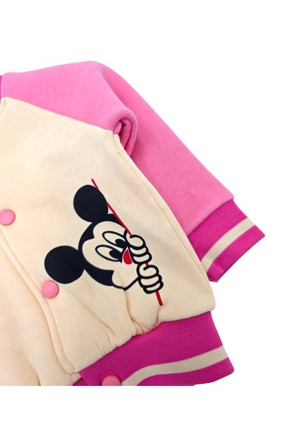 Egelite Baby Boy and Girl 1-2-3 Years Old, Mickey Printed Thick 3-Strand Raster College Cardigan, Jacket