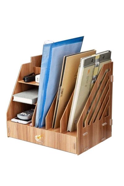 Generic Kidle Office Finishing Rack Basket File Rack Multi-layer A4 Data Rack Wooden Storage Rack