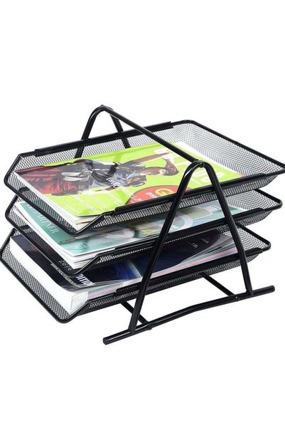 Generic ELTRAZONE Metal Mesh 3 Tier Desk Organizer File Tray for Documents, L...