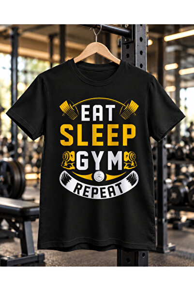 EatSleep Erkek Regular Fit Baskılı Spor Tişört