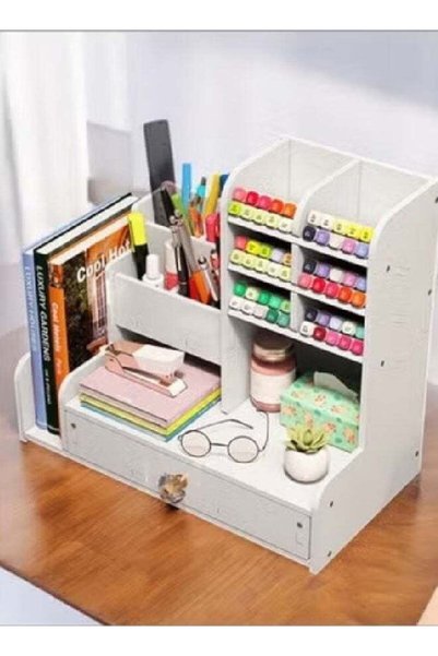 Generic KLNAMAEAAN Elegant High-Capacity Desktop Pen Holder with Drawer for O...