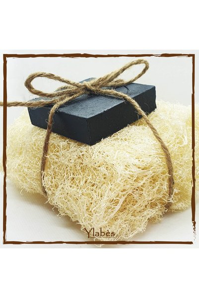 Ylabès Black Activated Charcoal Soap with Natural Loofah