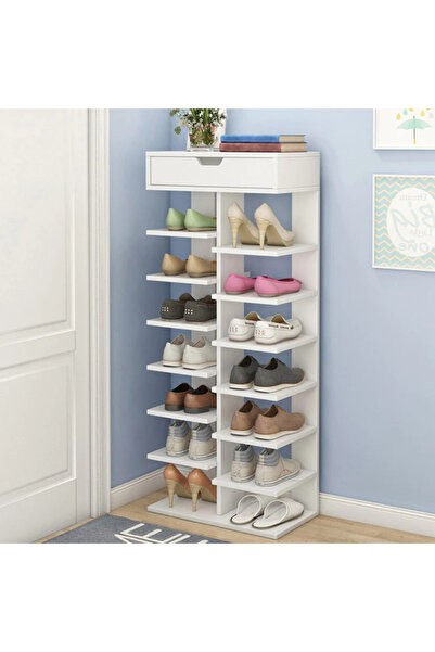 More Raft dublu din lemn pentru pantofi cu 7 niveluri 100 x 40 x 22 Alb