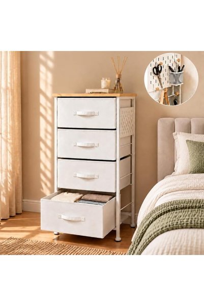 Sharpdo acc 4-Tier Fabric Storage Cabinet, 45 x 30 x 90 cm, Freestanding Dres...