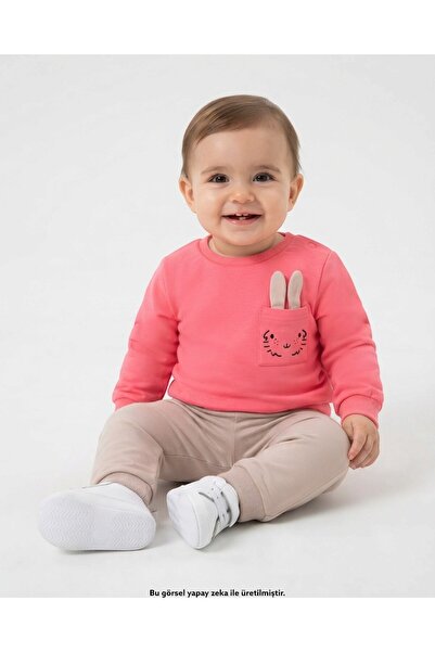 Egelite Girl's Seasonal Thin 2-Thread Top and Bottom Set with Rabbit Ear Deta...