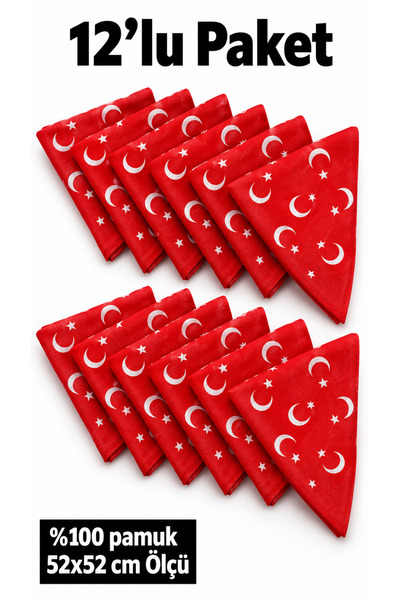 HER ŞEY NOTA www.herseynota.com مجموعة من 12 وشاحًا باندانا مطبوع عليه علم تر...