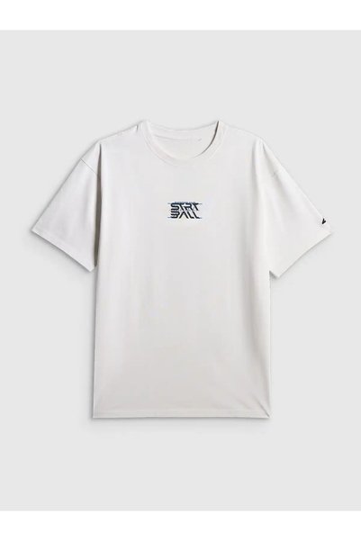 4F Tricou esențial alb din bumbac pentru bărbați, croială lejeră, stil sport,...